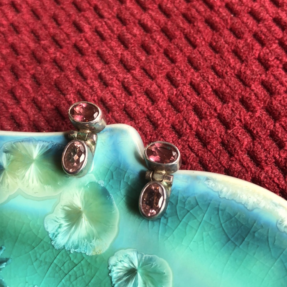 Vintage Sterling Silver 925 Post Earrings Possibly Tourmaline (No Earring Backs)